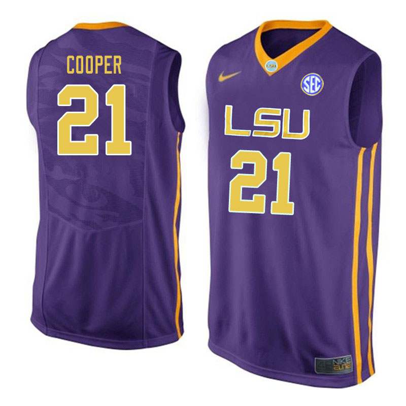 Men #21 Courtese Cooper LSU Tigers College Basketball Jerseys Sale-Purple